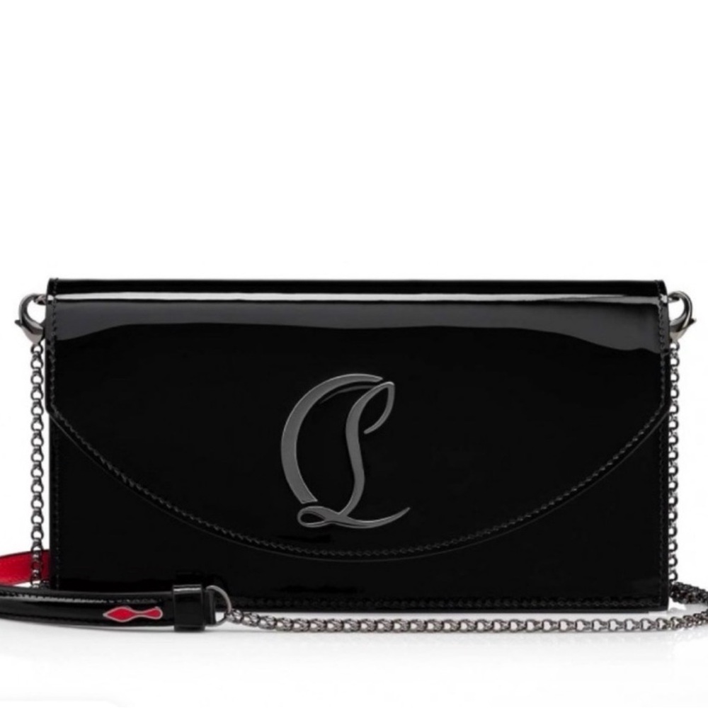 Christian Louboutin Loubi54 black patent leather clutch